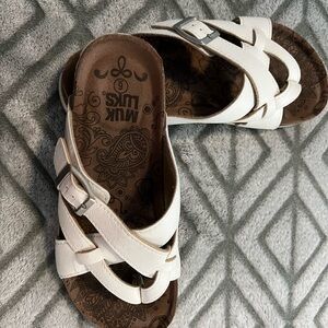 Cute, white buckle sandals